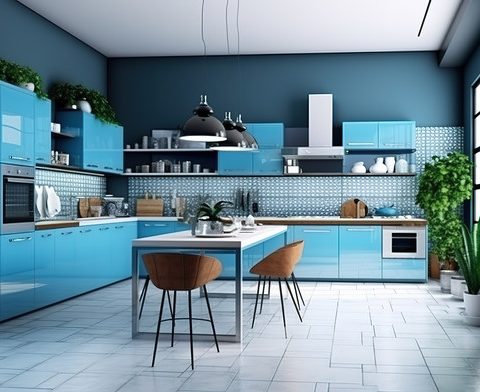 Kitchen decor blue and white