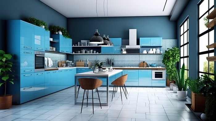 Kitchen decor blue and white