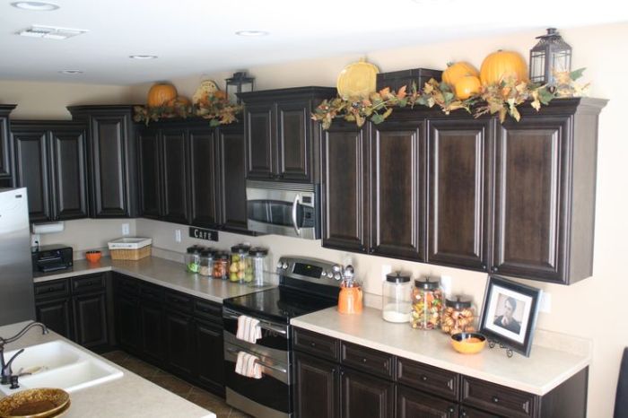 Kitchen above cabinet decor