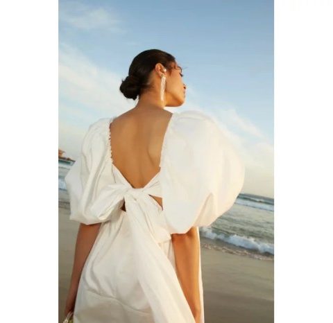 Beach wedding rehearsal dress