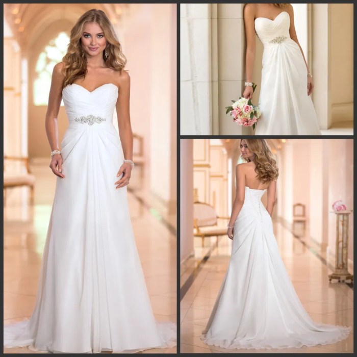 Chiffon strapless wedding dress