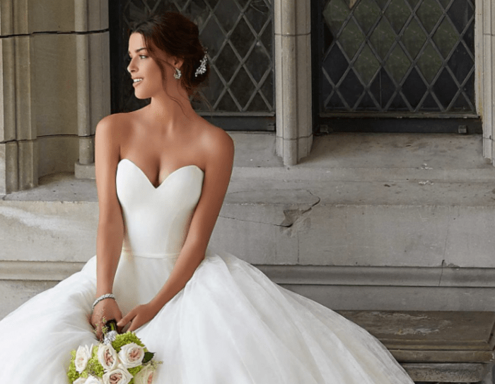 Chiffon strapless wedding dress