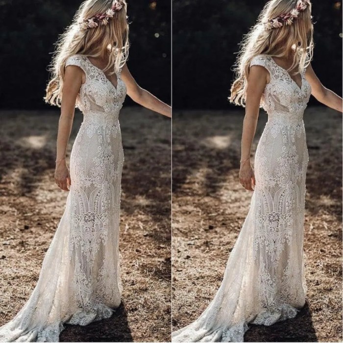 Boho vintage lace wedding dress