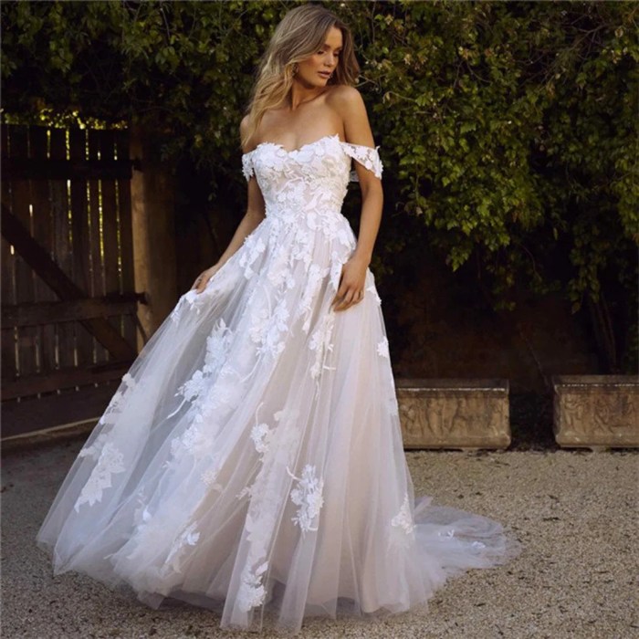 Elegant off the shoulder wedding dress