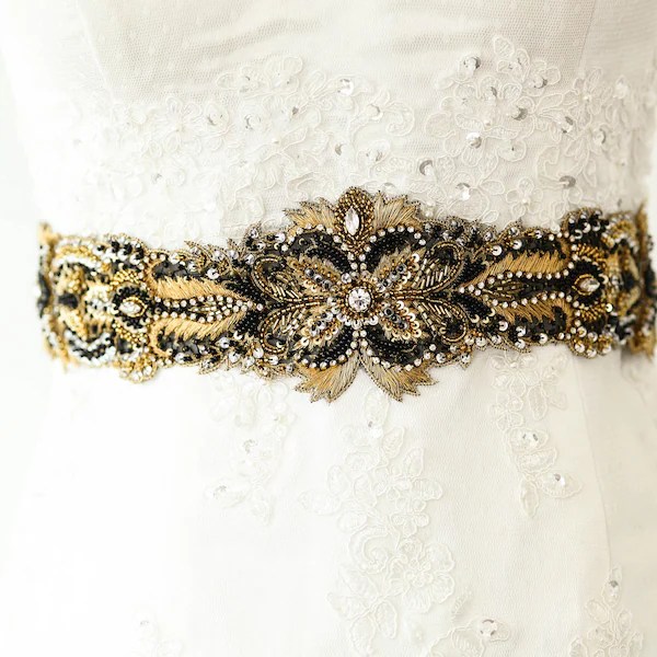 Wedding dress gold belt