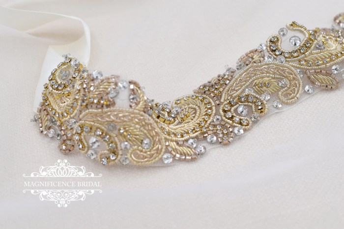 Wedding dress gold belt