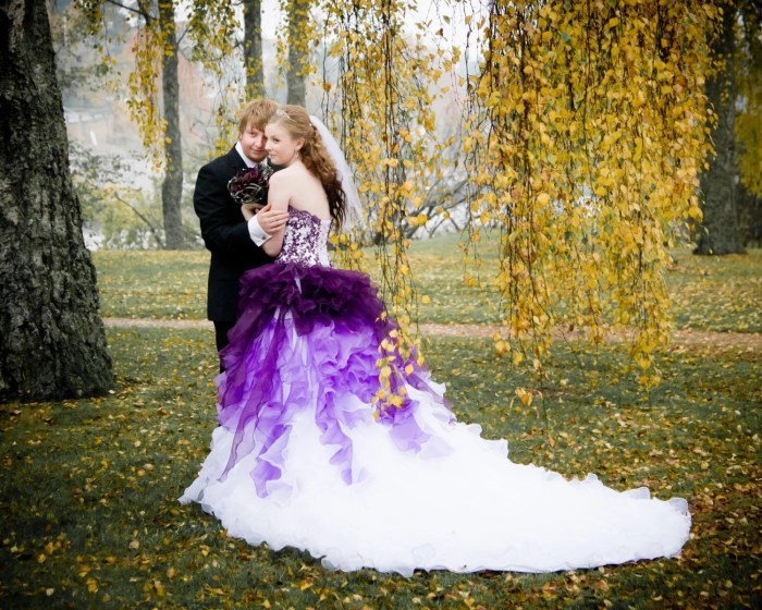 Wedding dress in purple