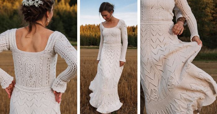 Hand knit wedding dress