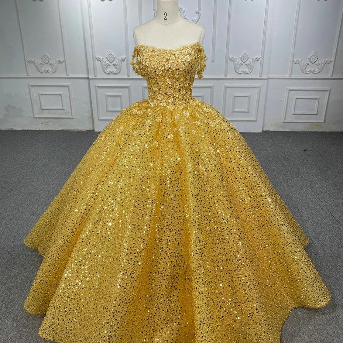 Golden yellow dress for wedding